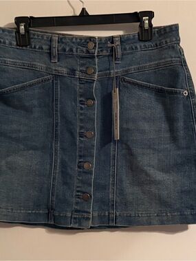 JustUSA Denim Button-Front Mini Skirt - Blue